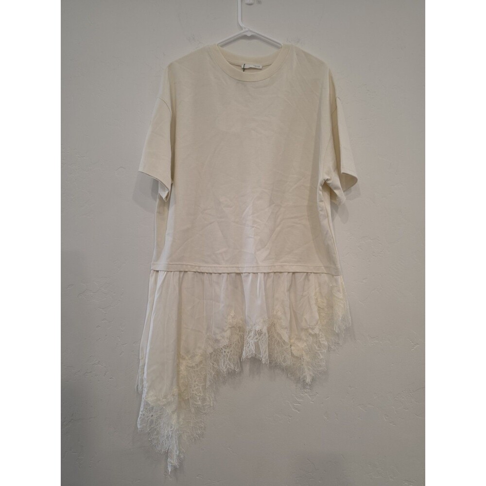 Zara Women’s Ivory Asymmetric Lace Blouse Size Large NWT